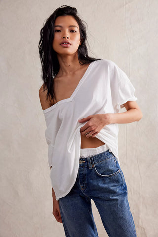 Free People Nina V-Neck Tee - Ivory