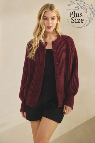 Bordeaux Knit Cardigan | Plus Size