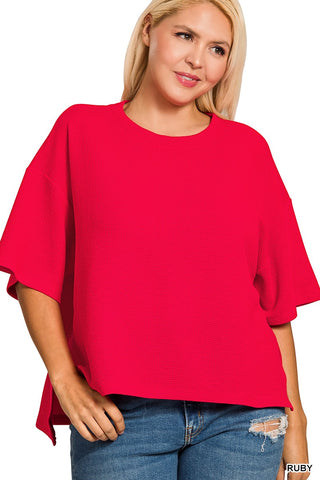 Plus Size Cove Waffle Knit Hi-Low Top | Ruby
