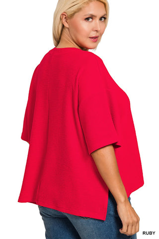 Plus Size Cove Waffle Knit Hi-Low Top | Ruby