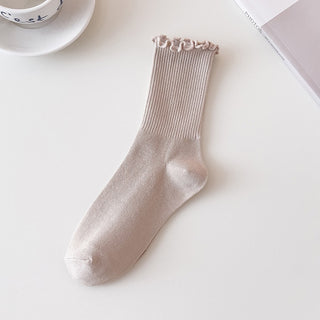 Cloud Ruffle Socks | Beige