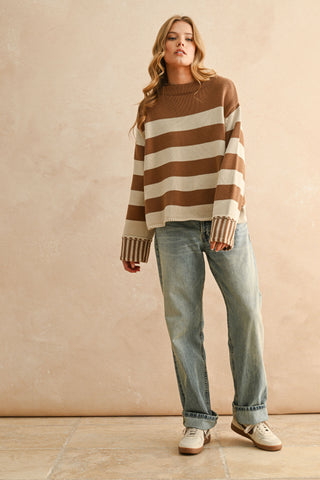 Sloane Striped Sweater | Camel