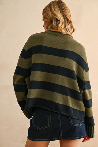 Sloane Striped Sweater | Olive