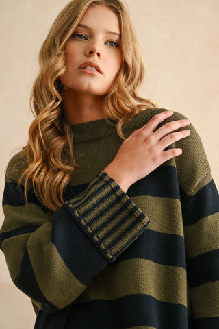 Sloane Striped Sweater | Olive
