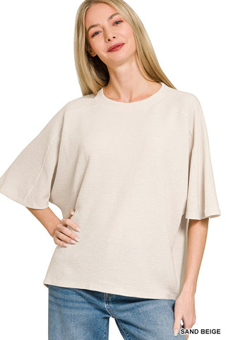 Tatum Double Knit Top | Sand Beige