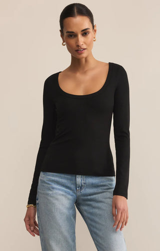 Second Skin Scoop Neck Top | Black