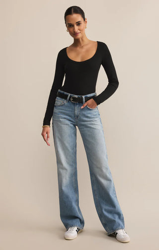 Second Skin Scoop Neck Top | Black