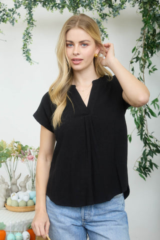 Lila Button Back Top | Black