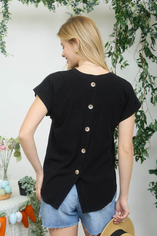 Lila Button Back Top | Black