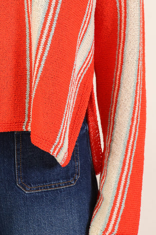 Boardwalk Breeze Striped Sweater | Coral
