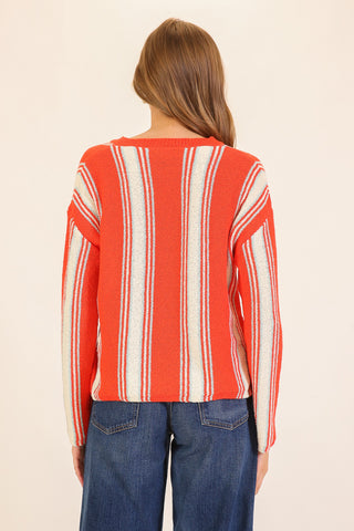 Boardwalk Breeze Striped Sweater | Coral