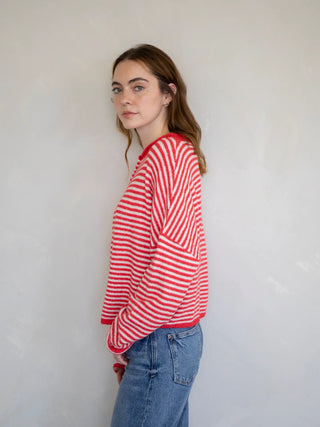 Hudson Cardigan | Mini Red Stripe