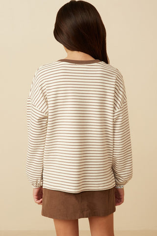 Girls Stripe Knit Long Sleeve Tee