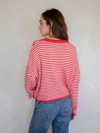 Hudson Cardigan | Mini Red Stripe