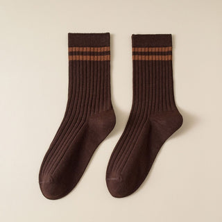 Varsity Stripe Crew Socks | Coffee