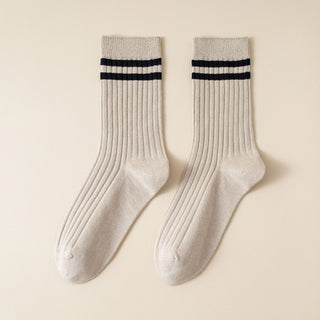 Varsity Stripe Crew Socks | Beige