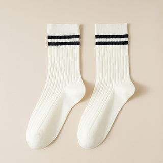 Varsity Stripe Crew Socks | White
