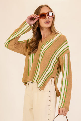 Boardwalk Breeze Striped Sweater | Sand