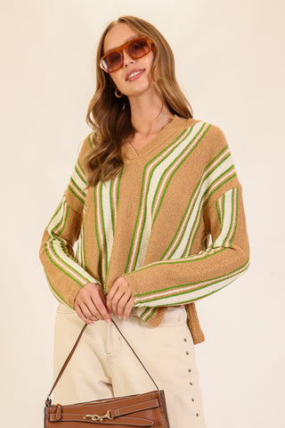 Boardwalk Breeze Striped Sweater | Sand