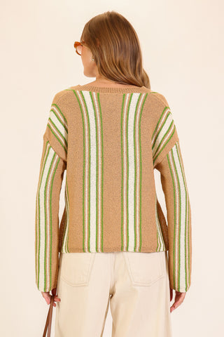 Boardwalk Breeze Striped Sweater | Sand