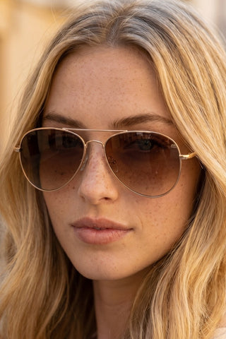 Classic Slim Aviator Frame Sunglasses