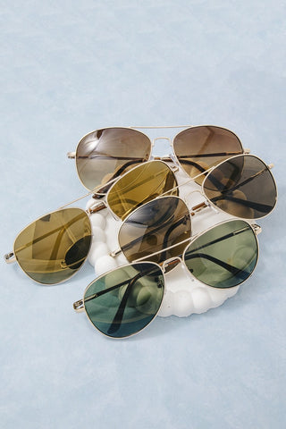 Classic Slim Aviator Frame Sunglasses