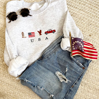 Iconic USA Embroidered Crewneck
