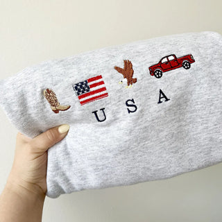 Iconic USA Embroidered Crewneck