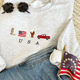 Iconic USA Embroidered Crewneck