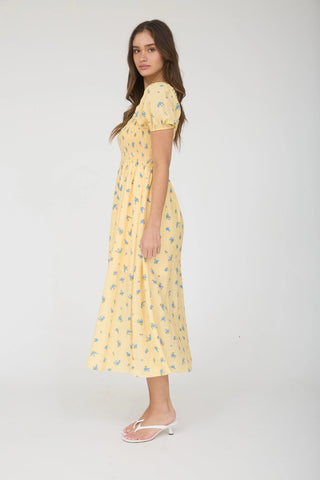 Marigold Bloom Midi Dress
