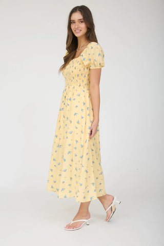 Marigold Bloom Midi Dress