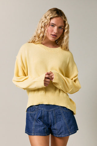 Willa Pleated Sleeve Sweater | Light Yellow