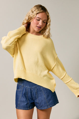 Willa Pleated Sleeve Sweater | Light Yellow