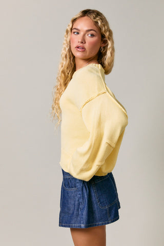 Willa Pleated Sleeve Sweater | Light Yellow