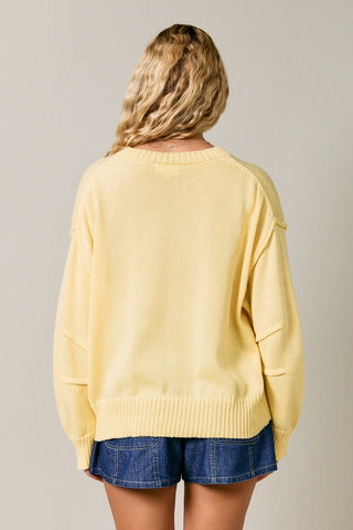 Willa Pleated Sleeve Sweater | Light Yellow